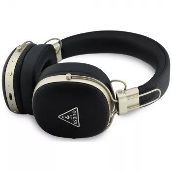 Guess „Over-Ear“ belaidės Bluetooth ausinės su ENC, metalinis trikampis logotipas, juodos
