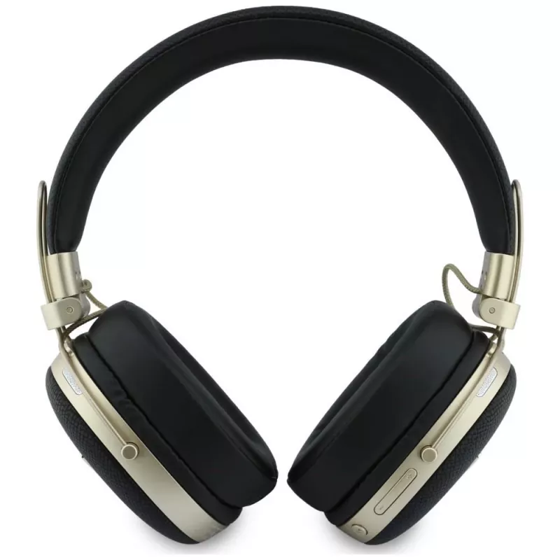 Guess „Over-Ear“ belaidės Bluetooth ausinės su ENC, metalinis trikampis logotipas, juodos