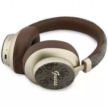 Guess GUE005457 Ausinės „Over-Ear“ su Bluetooth, ENC, Ruda, Auksinis Script Metal Dizainas