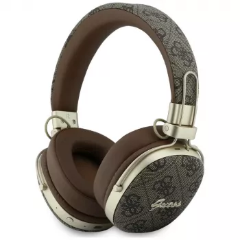 Guess GUE005462 Bluetooth ausinės su ENC, metaliniu dizainu, 4G Script logotipu, rudos