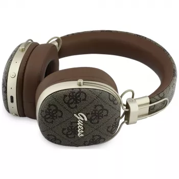Guess GUE005462 Bluetooth ausinės su ENC, metaliniu dizainu, 4G Script logotipu, rudos