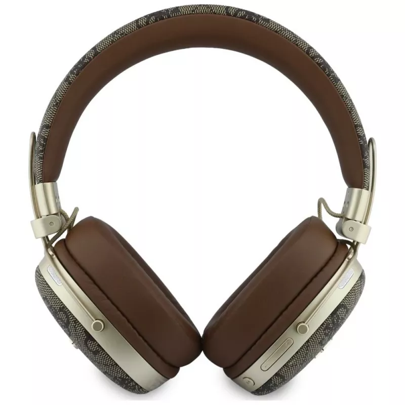 Guess GUE005462 Bluetooth ausinės su ENC, metaliniu dizainu, 4G Script logotipu, rudos
