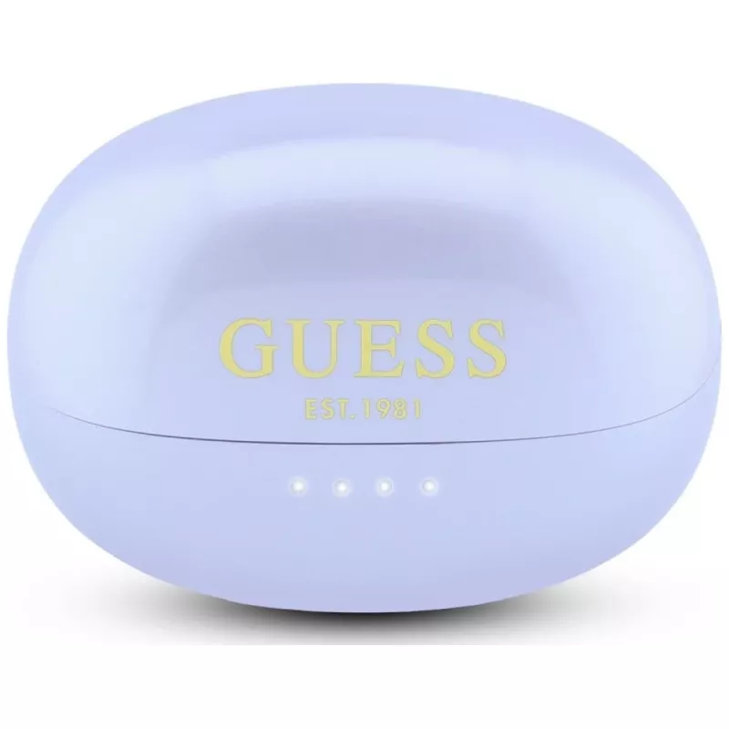 GUESS Open-Ear Wireless Headphones Metallic Finish Electroplated Parts Classic Logo Purple