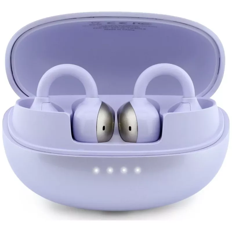 GUESS Open-Ear Wireless Headphones Metallic Finish Electroplated Parts Classic Logo Purple
