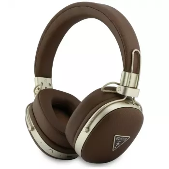 Guess GUE005460 Bluetooth On-Ear Ausinės su ENC, Ruda, Metalinis Grūdėtas Trikampis Logotipas
