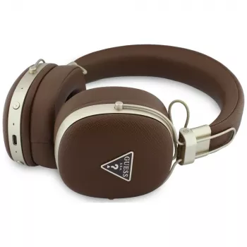 Guess GUE005460 Bluetooth On-Ear Ausinės su ENC, Ruda, Metalinis Grūdėtas Trikampis Logotipas