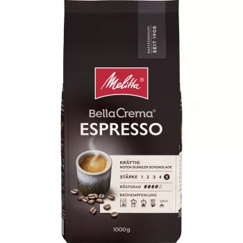 MELITTA BellaCrema Espresso visos kavos pupelės 1 kg intensyvumas 5/5