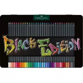 FABER-CASTELL Black Edition spalvoti pieštukai - ryškių spalvų rinkinys (36 vnt.)