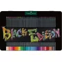 FABER-CASTELL Black Edition spalvoti pieštukai - ryškių spalvų rinkinys (36 vnt.)