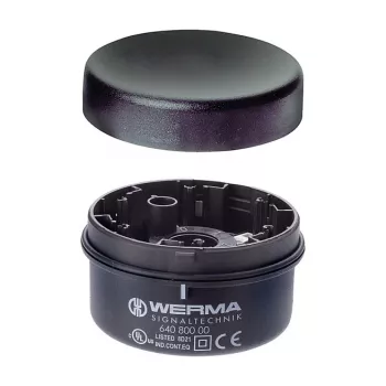 WERMA Signaltechnik KombiSIGN 71 nuolatinio šviesos elemento korpusas, juodas, skaidrus stiklas, polikarbonatas, IP65, 70 mm skersmuo, 66 mm aukštis, E14 lizdas, 7W maks., 640.800.00
