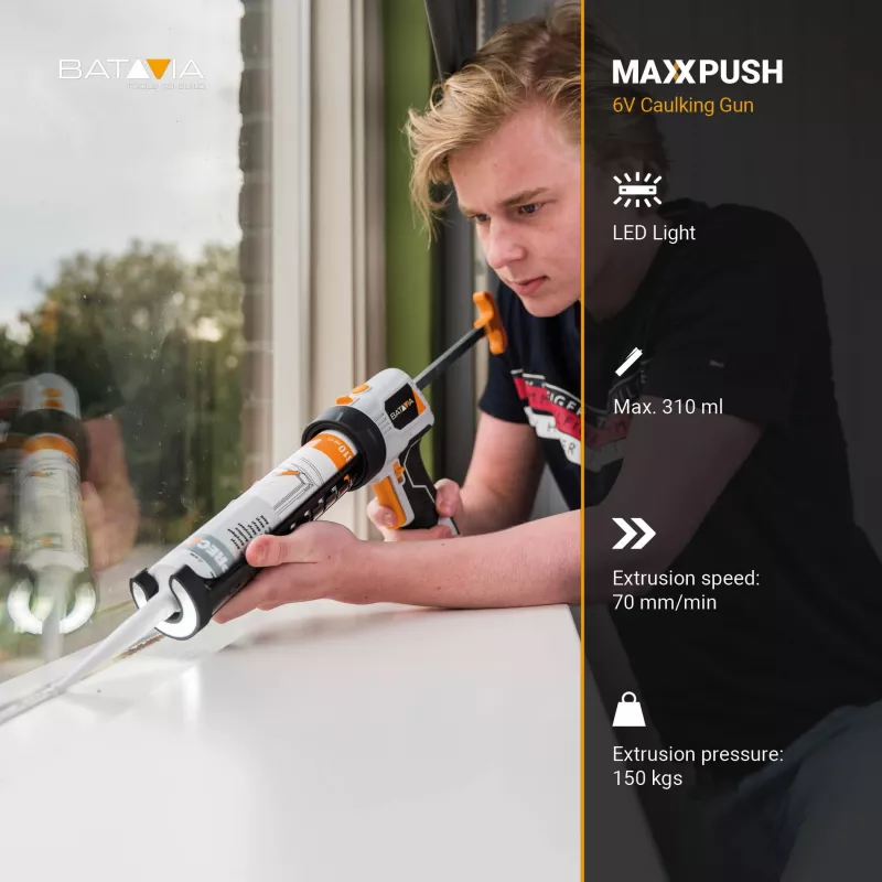 Batavia B.V. Maxxpush belaidis silikoninis pistoletas su LED