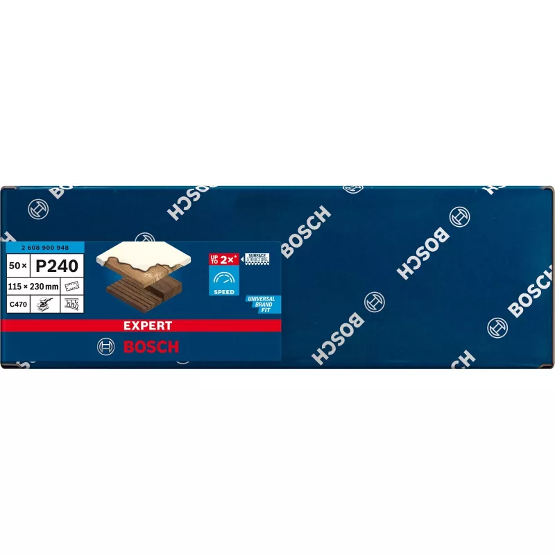 Bosch Expert C470 Šlifavimo Lakštas, 115 x 230 mm, Grūdėtumas K240 (50 vnt., Skirta Orbitiniams Šlifuokliams)