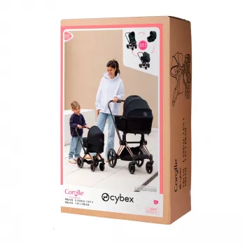SIMBA-DICKIE Mon Grand Poupon 36-42 cm Cybex lėlės vežimėlis (juodas/rožinis auksas)