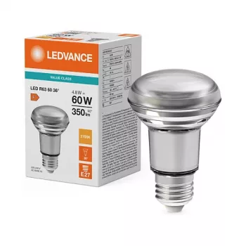 OSRAM LED STAR R63 Reflektorinė Lemputė 4.8W 827 E27 350lm 2700K Šilta Balta