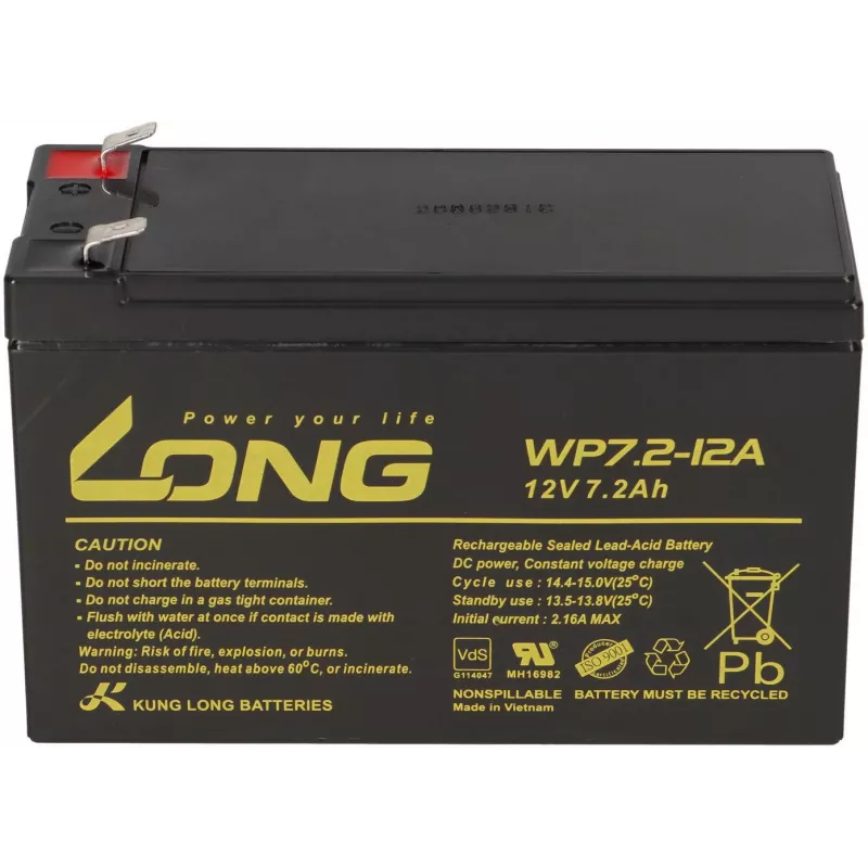 LONG WP7.2-12A AGM akumuliatorius 12V 7.2Ah VdS