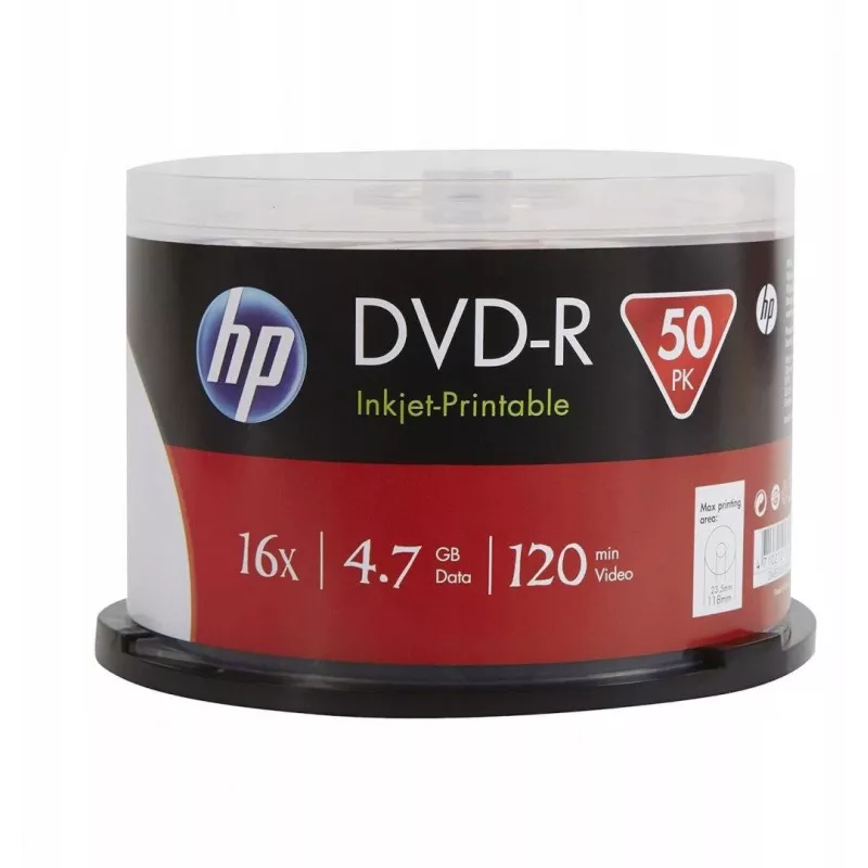 Verbatim HP Inkjet-Printable DVD-R verpstė (50 diskų) – 16x, 4,7 GB, AZO dažai, balta spausdinama danga