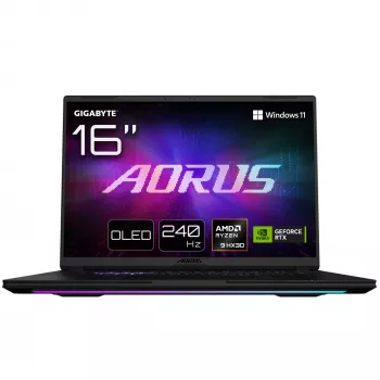 GIGABYTE AORUS MASTER 16 6YJM5DEE65SP nešiojamas kompiuteris, 16 colių WQXGA OLED 240Hz, AMD Ryzen 9 9955HX3D, 32GB DDR5, 2TB SSD, GeForce RTX 5080 16GB, Windows 11 Pro, vokiška klaviatūra