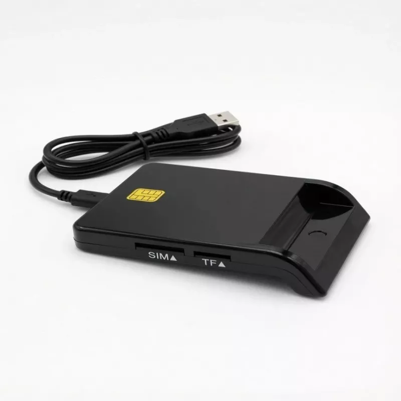 iLike 4-in-1 USB Smart Card Reader su SIM, SD ir Micro SD palaikymu, CAC skaitytuvas ID kortelėms, banko kortelėms, eID ir atminties kortelėms, juoda