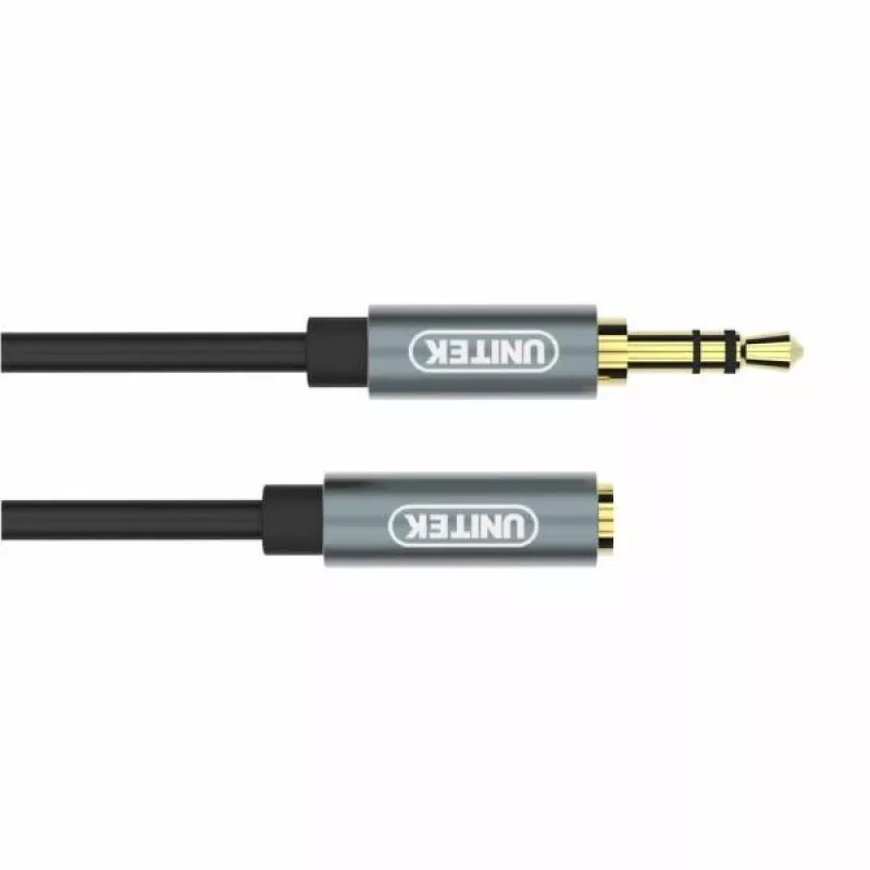 UNITEK 3.5mm Audio ilginimo laidas 1m - Kištukas į Lizdą, Auksuotas, Juodas