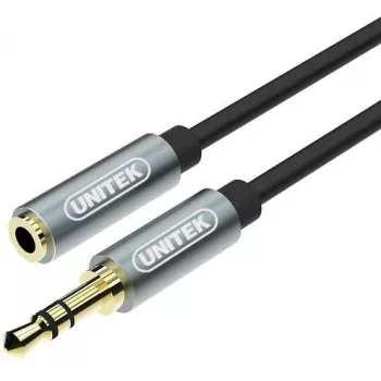 UNITEK 3.5mm Audio ilginimo laidas 1m - Kištukas į Lizdą, Auksuotas, Juodas