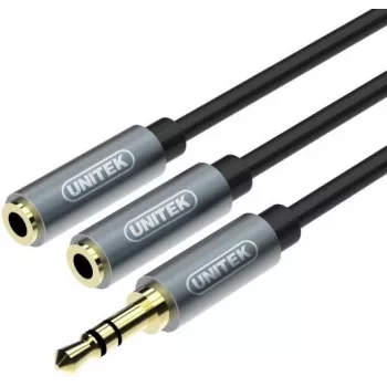 UNITEK Y-C956ABK 3.5mm Mini Jack Male į 2x 3.5mm Female Garso Skirstytuvas Adapterio Laidas - Juodas