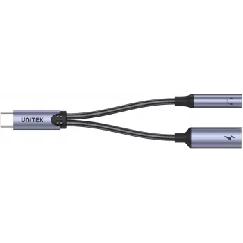 UNITEK USB-C į 3.5mm garso lizdą ir USB-C 60W PD adapteris (Space Grey)