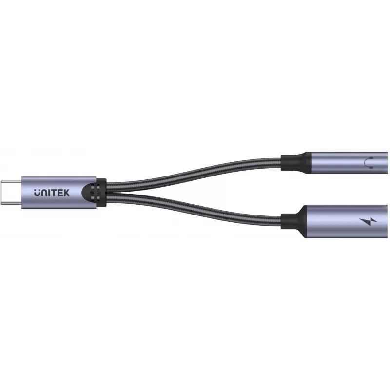 UNITEK USB-C į 3.5mm garso lizdą ir USB-C 60W PD adapteris (Space Grey)