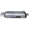 UNITEK SD/microSD kortelių skaitytuvas USB-A 5Gbps/USB-C kosminė pilka