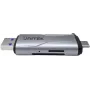 UNITEK SD/microSD kortelių skaitytuvas USB-A 5Gbps/USB-C kosminė pilka