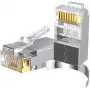 UNITEK Pass-Through RJ45 Cat.7 Jungtis 50 vnt., Ekranuota, Auksuota, Skaidri | ITwork.lt