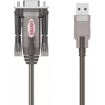 UNITEK USB-A į RS232 Serial Converter Laidas, DB9 Kištukas, 1,5 m, Juodas