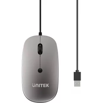 Unitek SlimTrack 1600DPI laidinė optinė pelė, pilka