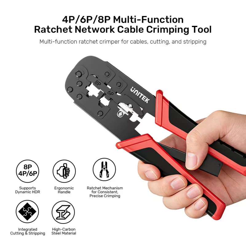 UNITEK Ratchet Network Crimping Tool for CAT6 Connectors (8P/6P/4P)