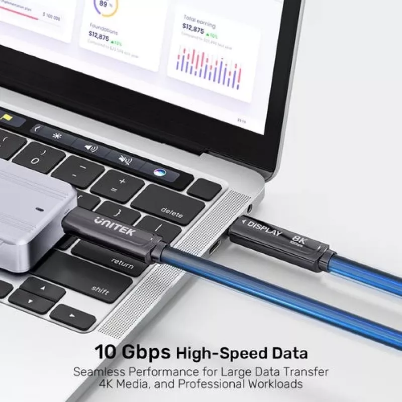 UNITEK USB-C Active Optical Cable 5m - 10Gbps, PD 60W, 8K@30Hz, Juoda