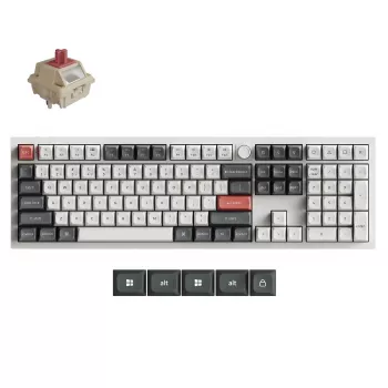 Keychron Q6U-P1 100% Full-Size mechaninė klaviatūra, Gateron G Pro 3.0 Milk POM Red jungikliai, Hot-Swap, 8K užklausos dažnis, RGB, QMK/VIA, CNC aliumininis korpusas, Double-Shot PBT klavišai, USB-C laidinė