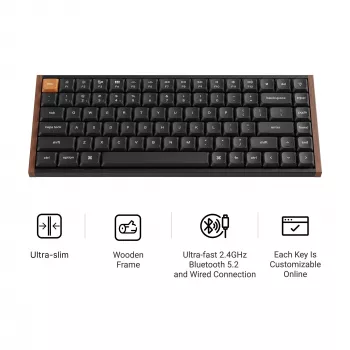 Keychron K3M-F1 75% Low-Profile mechaninė klaviatūra, Gateron Red jungikliai, RGB Hot-Swap, Bluetooth 5.1 & USB-C, juoda