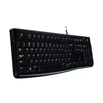 Logitech klaviatūra K120 RU – laidinė USB, pilno dydžio, rusiškas išdėstymas, atspari išsiliejimui, juoda