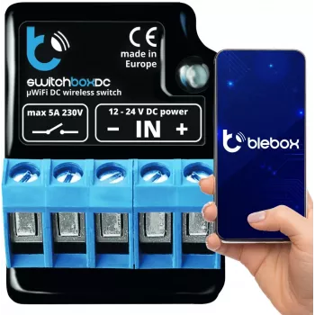 BLEBOX SwitchBoxDC Wi-Fi Relay Module 1-Channel 10A 12-24V DC