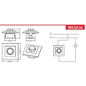 VCX WESA LC 36A LED Rotary Dimmer 200/600W White