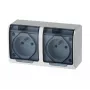 ELEKTRO-PLAST NASIELSK Hermes GNT Dvigubas atsparus oro sąlygoms lizdas 16A IP44 su dūminiu dangteliu 0322-01