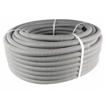 PAWBOL Gofruotas PVC Vamzdis 50m, 320N, Išorinis Skersmuo 20mm / Vidinis Skersmuo 14mm, Pilka 6161A-50P