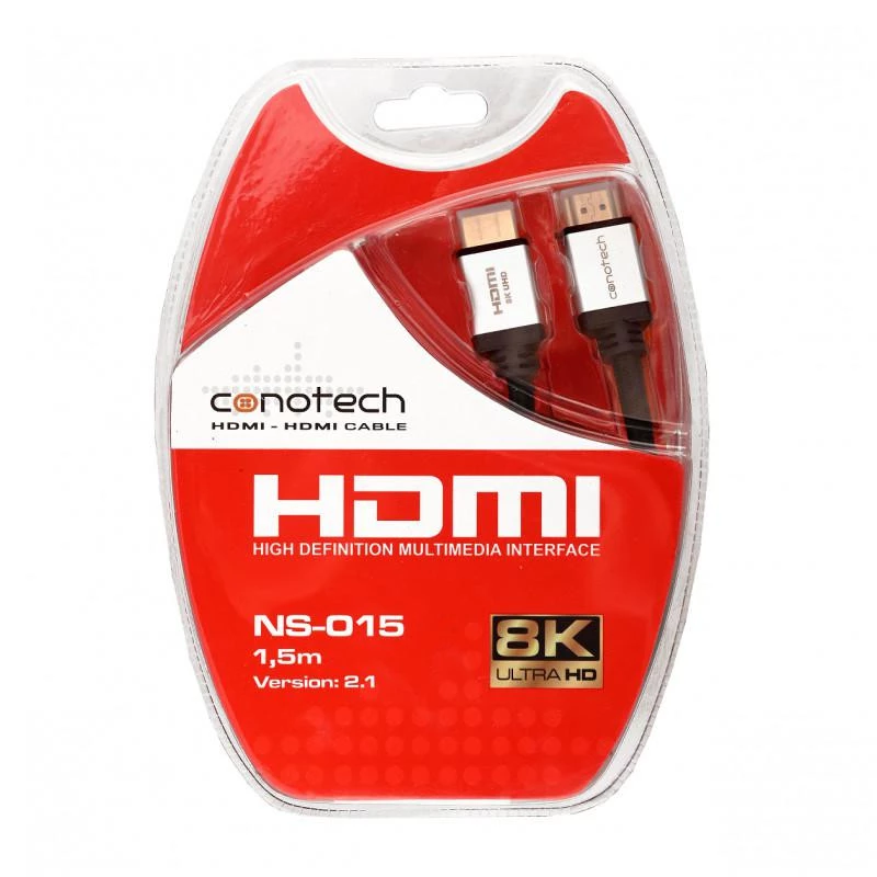 CONOTECH NS-015 2.1 8K HDMI laidas 1,5 m Ultra High Speed 48Gbps juodas