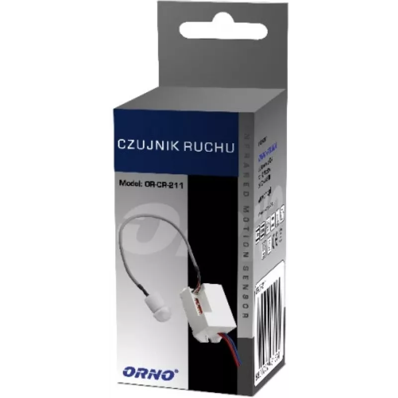ORNO OR-CR-211 Miniature PIR Motion Sensor, 230V, 120°, 6m, IP20, White
