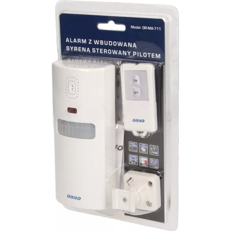 ORNO OR-MA-711 Lauko signalizacijos sirena su įmontuota sirena, 110 dB, 12V DC, balta
