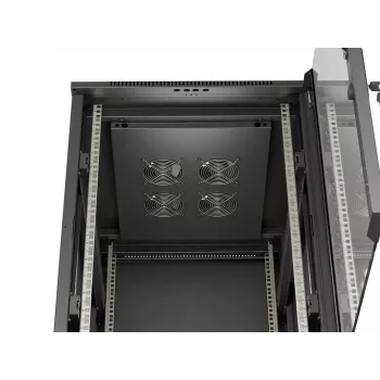 LANBERG 18U 19 colių grindinis serverio stovas 600x800 mm juodas su grūdinto stiklo durimis (plokščiojo pakavimo)