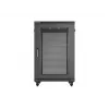 Lanberg 19 colių 18U 600x800 mm juodas ant grindų montuojamas stelažo korpusas su perforuotomis durimis (plokščias paketas)