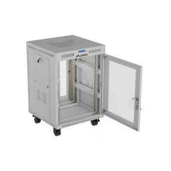 Lanberg FF01-6615-23SL laisvai pastatoma 19 colių spinta 15U 600x600 pilka su perforuotomis durimis ir LCD ekranu, plokščia pakuotė