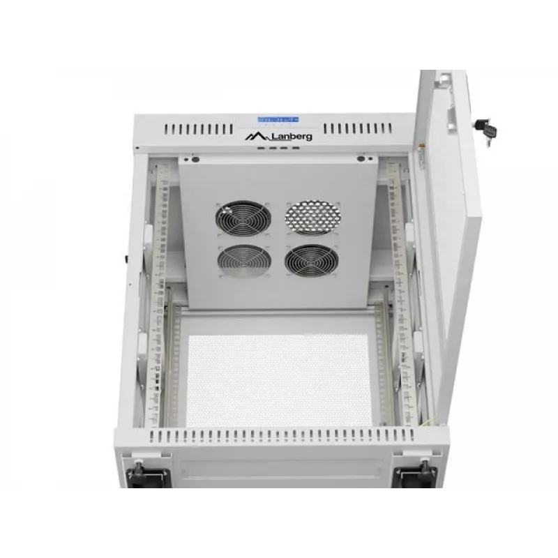 Lanberg FF01-6615-23SL laisvai pastatoma 19 colių spinta 15U 600x600 pilka su perforuotomis durimis ir LCD ekranu, plokščia pakuotė
