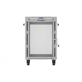 Lanberg FF01-6615-23SL laisvai pastatoma 19 colių spinta 15U 600x600 pilka su perforuotomis durimis ir LCD ekranu, plokščia pakuotė