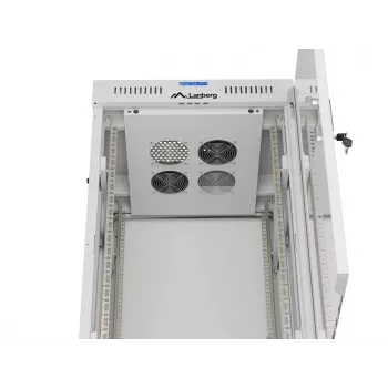 LANBERG 19 inch 22U Grindinis Stovo Spintos Rėmas 600x600 mm Pilkas Grūdinto Stiklo Durys su LCD Ekranu (Ploščios Pakuotės)